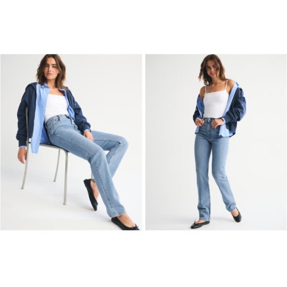 New NWT Abercrombie & Fitch 90's Straight‎ Ultra High Rise Size 34 Long